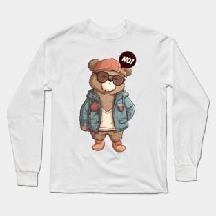 A cute teddy bear wearing street fashion Long Sleeve T-Shirt